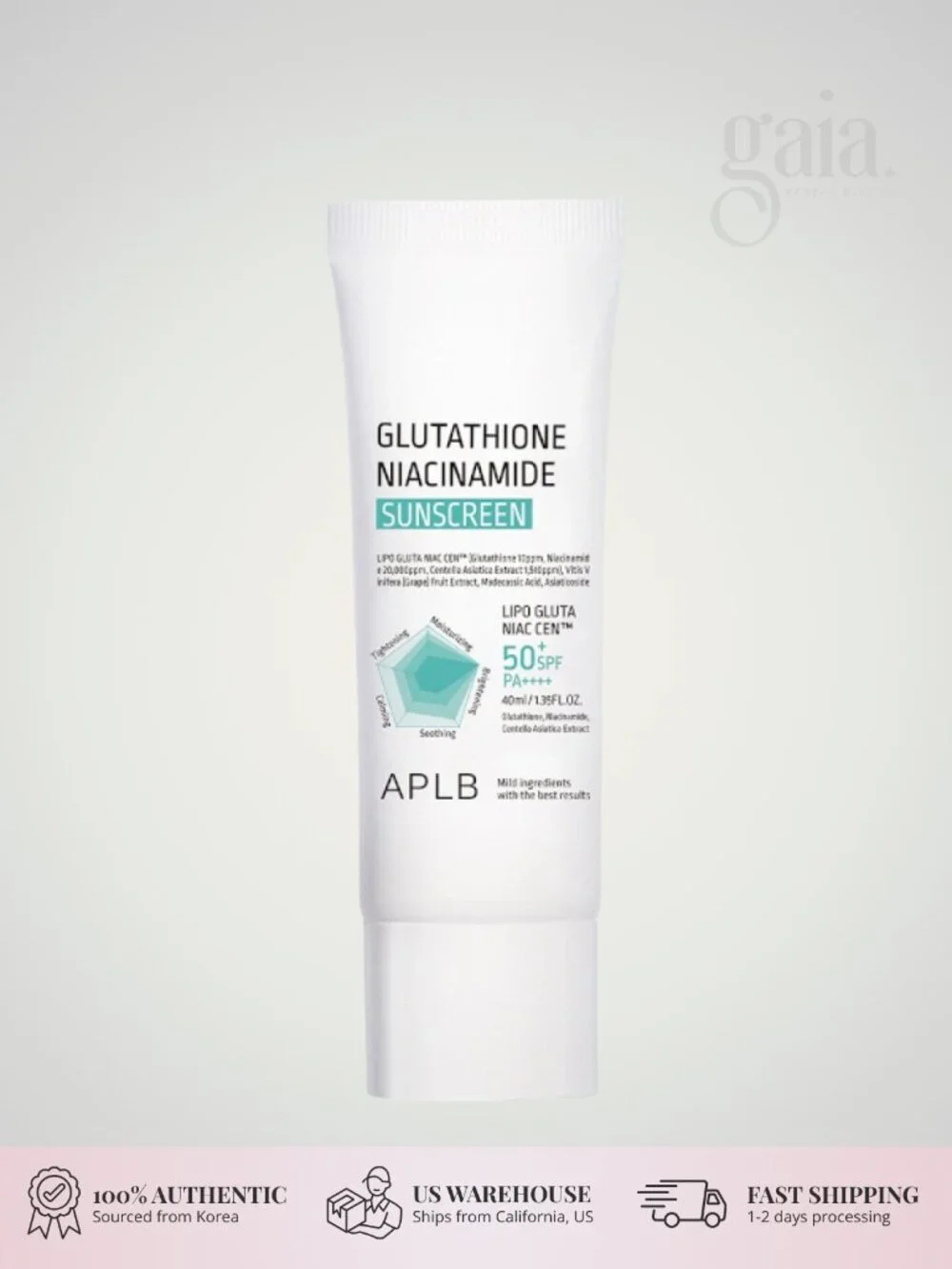 APLB Glutathione Niacinamide Sunscreen SPF50+ PA++++ 40ml Brightening UV Protect